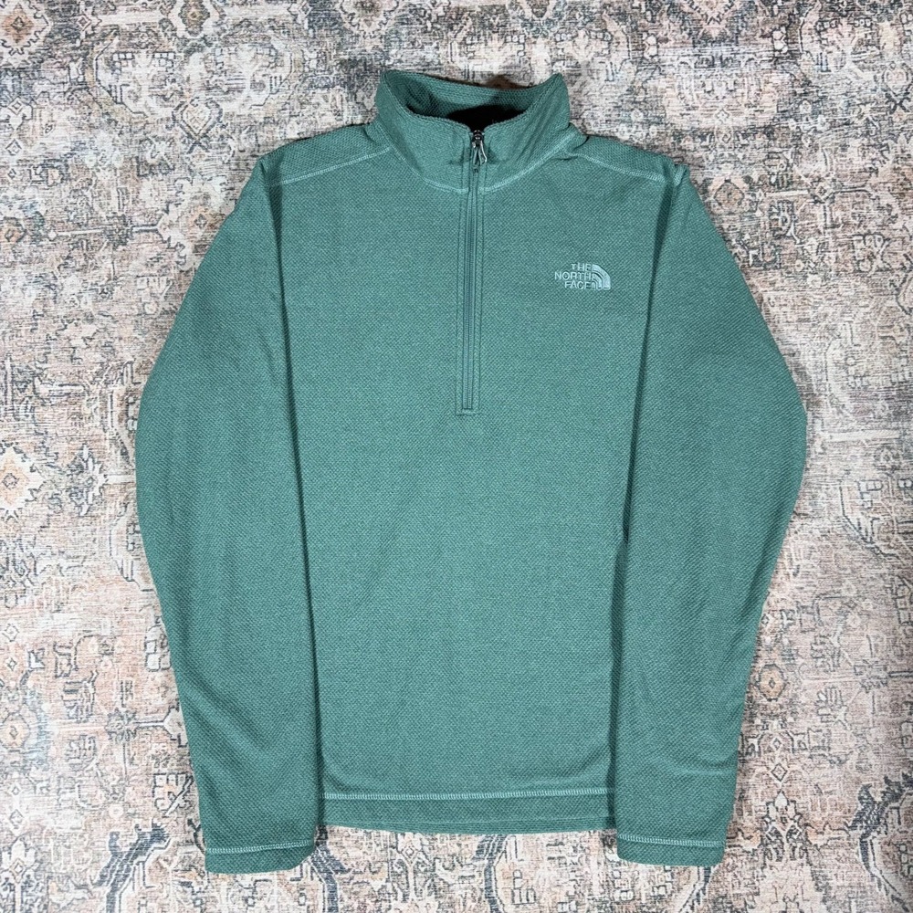 The North Face Textured Cap Rock Jacket Men's S Green 1/4 Zip Cozy Fleece Lined